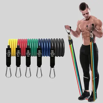 TikTok Shop Resistance Bands Set 11pcs set Fitness Equipment Resistance Bands for Working Out Exercise Bands with Door Anchor Fitness Bands Gymtok Gym Accessories Fitness Tools Summer Gifts