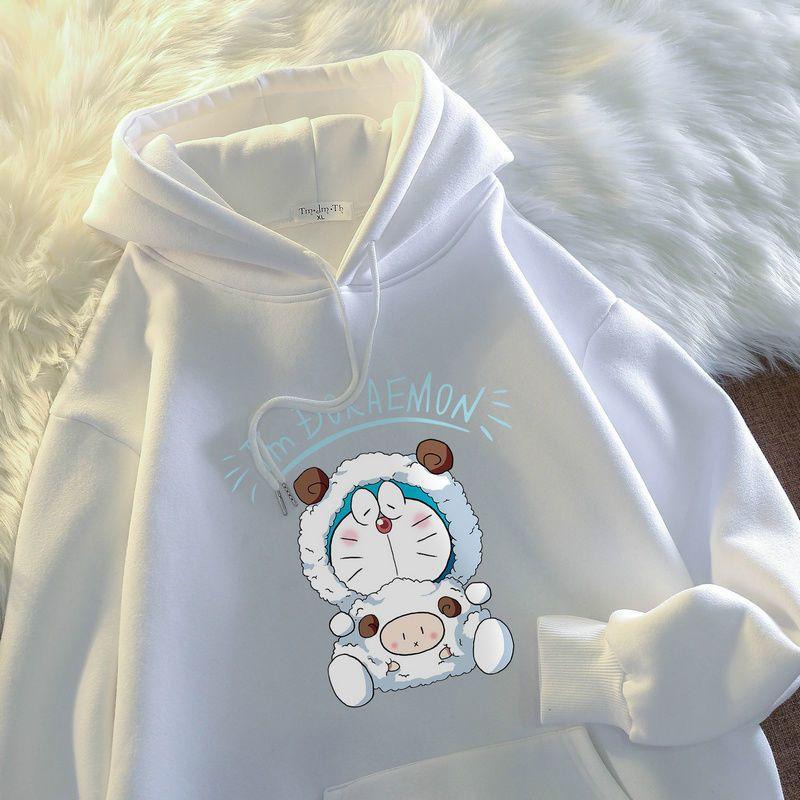 Áo Len Có Mũ Doraemon Cho Người Nổi Tiếng Trên Internet, Trang Phục Cặp Đôi, Ins, Mùa Thu Và Mùa Đông, Đa Năng, Thường Ngày, Áo Khoác Rộng, Áo, Thời Trang Nam Và Nữ 4