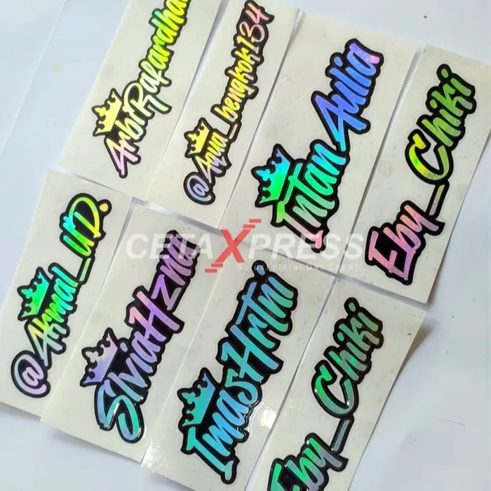 Stiker Nama Hologram 12 Cm untuk Motor dan Helm - Motorcycle