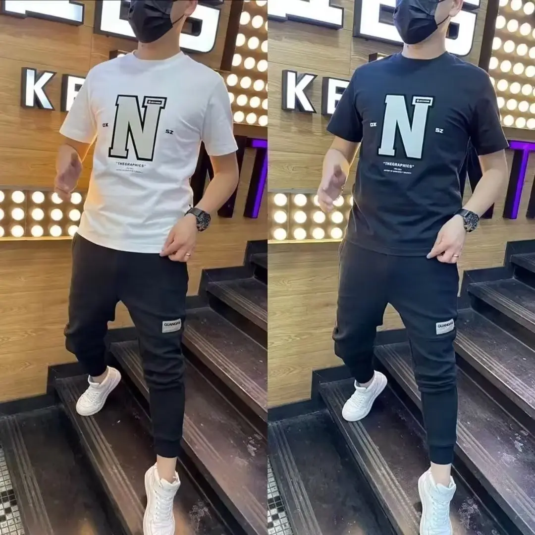 New Short-Sleeved T-shirt Men's Summer Korean Style Trendy Simple Half Sleeve Top Hong Kong Style Loose Casual Fashion Brand T-shirt