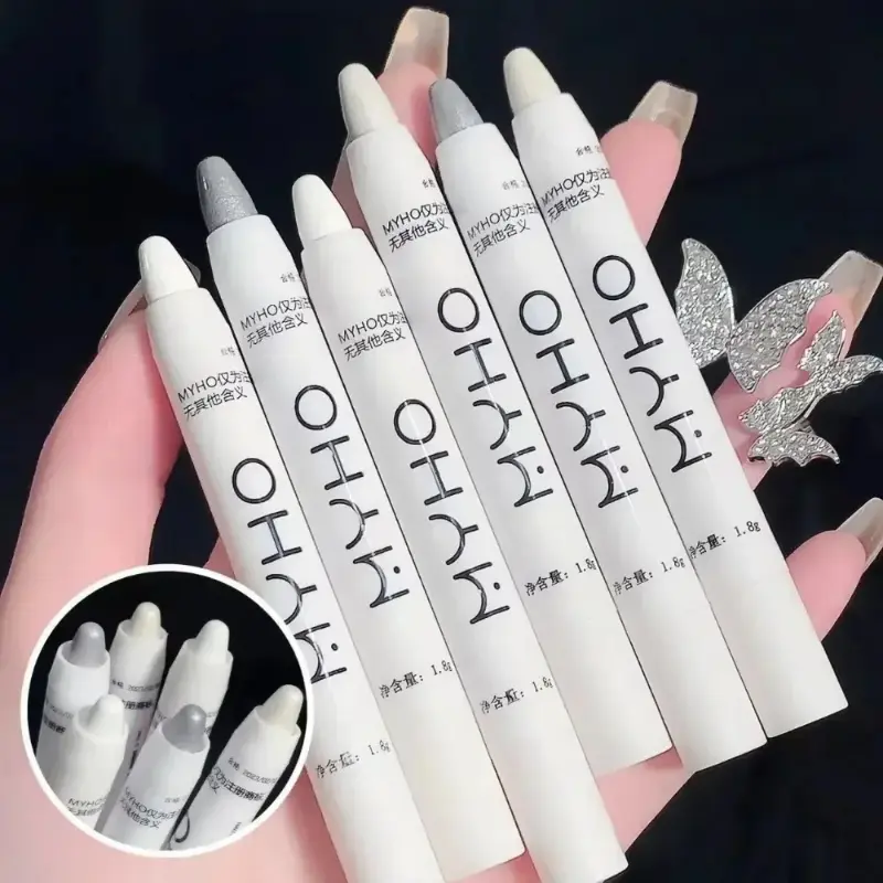 Highlight Pen Matte Pearlescent Silver Brightening Eye Shadow Stick Eyeliner White Silver Eye Makeup Waterproof and Long-lasting
