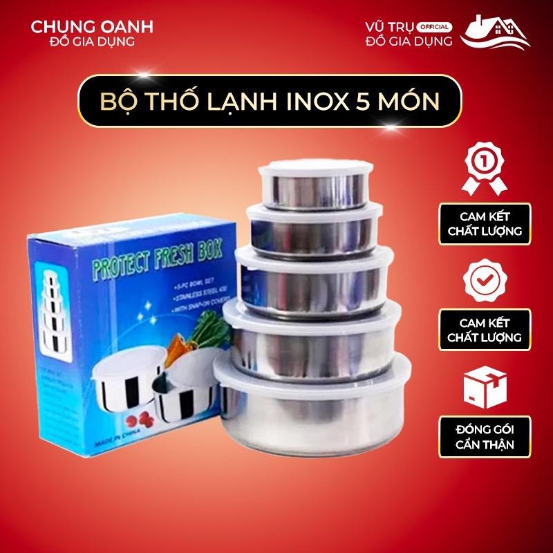 ￼Bộ thố lạnh 5 món inox có nắp đậy đựng thực phẩm cao cấp