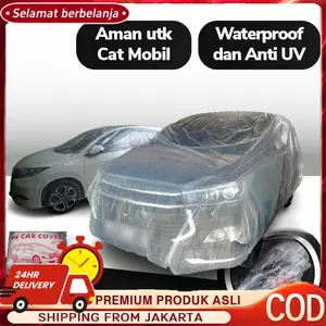 Premium Car Cover Mobil Transparan Waterproof & Anti UV - Sarung Bening Plastik Tebal untuk Semua Merk & Tipe Mobil, Perlindungan Jangka Panjang - Kendaraan