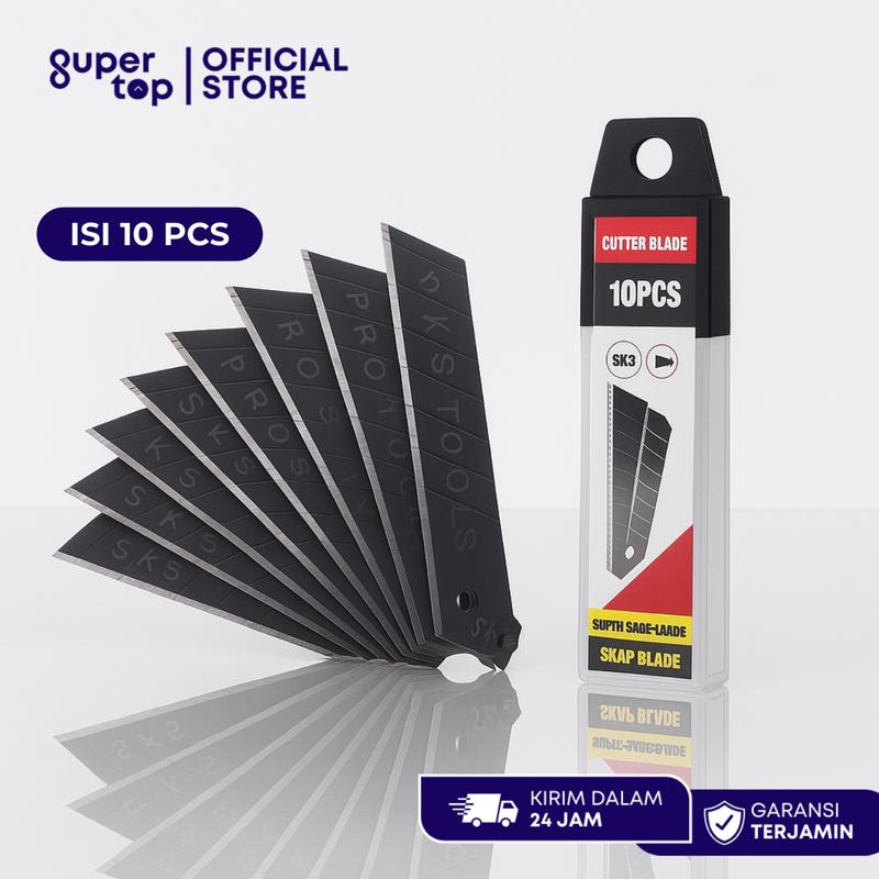 Cutter Hitam Isi Ulang Cutter 18mm Jumbo 10PCS Warna Hitam Besar / Refill Cutter ...