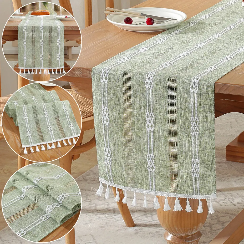 Table Cloth European Style Dining Table Mat High-quality Cotton and Linen Woven Tassel Table Runner Suitable for Home Decorative Table Cover