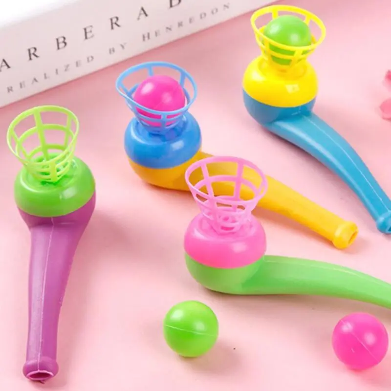 Novelty ating Blow Balls Tube Toy Classic Traditional Plastic Suspension Blowing Ball Recall Children Toys Kids Holiday Gift