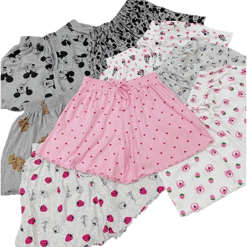 T327 Quần đùi cotton nữ, quần short, quần ngủ nữ xoè hoạ tiết siêu xinh Nhung Tim Women