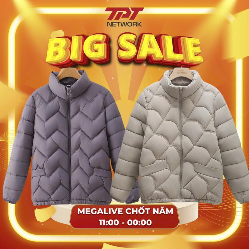 Áo khoác trung niên nữ, áo phao sóng mẹ giữ ấm với chất liệu trần bông giữa Women Jacket