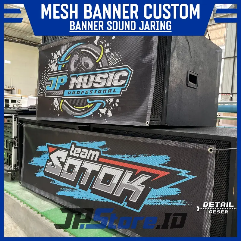 JP.Store BANNER AUDIO SOUND SYSTEM BANER JARING Spanduk Lubang Bendera Custom Desain Suka - Suka Standar 1