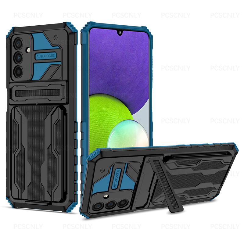 Product Introduction of Card Holder Phone Case For Samsung A35 A55 5G Casing Shockproof Armor Stand Hard Back Cover Multifunctional Galaxy 12