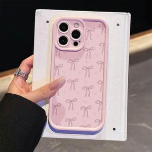 Funda para celular con patrón de moño, cubierta protectora linda, accesorios para celular a prueba de golpes compatibles con la serie iPhone