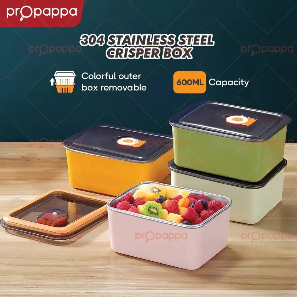 Propappa - 3IN1 Crisper Box 304 Stainless Steel BPA FREE Keep Warm Multifunction Food Container Box Lunch Box Tupperware 600ML