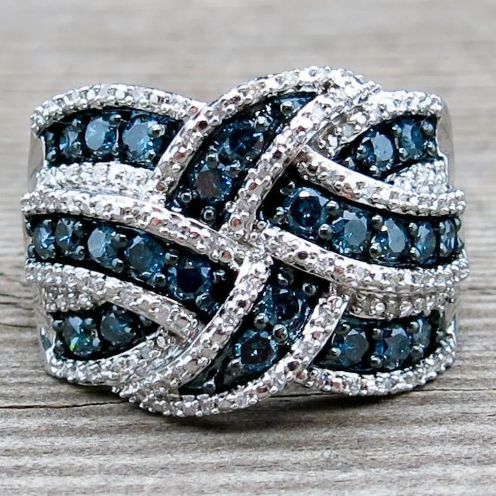 ikmjhye Women Big Finger Ring Fashion Faux Sapphire Inlaid Wedding Engaent Jewelry