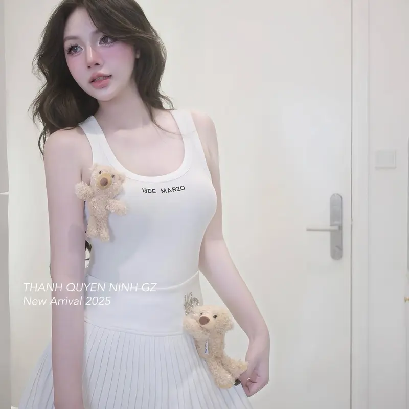 Áo ba lỗ gấu 13D cao cấp đen trắng 3