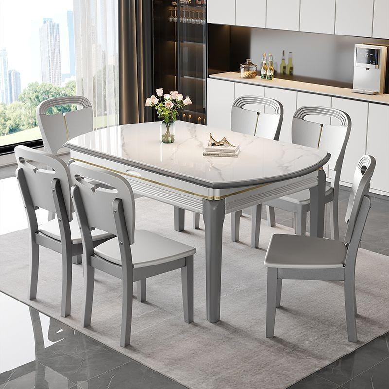 [Free Installation]Extendable Dining Table Minimalist Sintered Stone Dining Table Marble Dining Table Dining Table And Chair Set Dining Room Furniture 3
