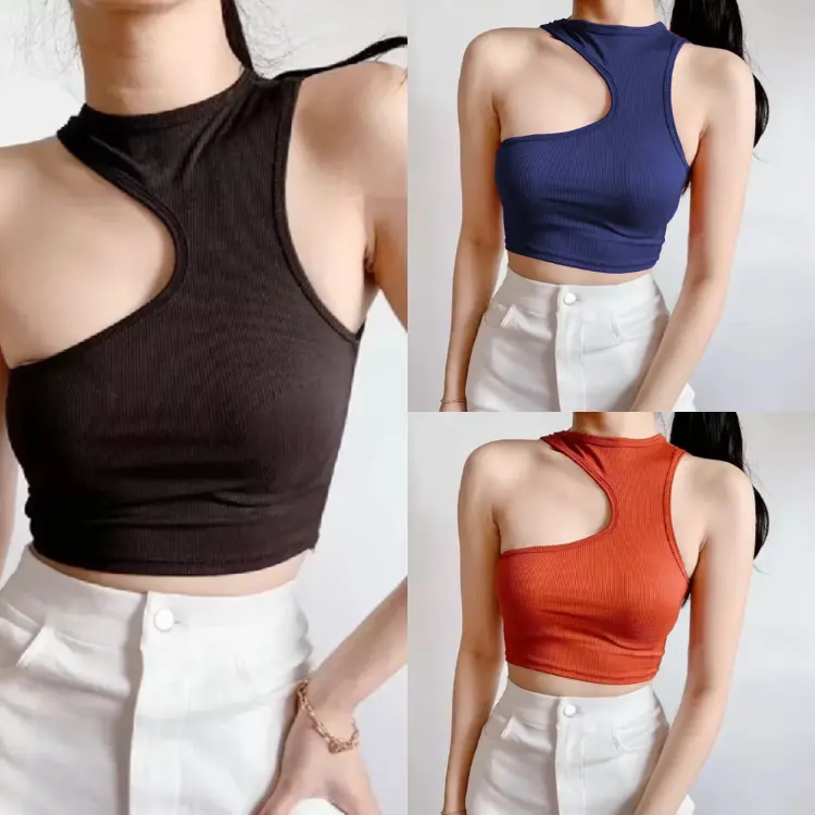Shop4Her | HERA Plain Sleeveless Top for Women Crop Top Knitted