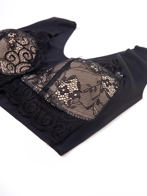 Women's Plain Contrast Lace Hook & Eye Closure Lingerie Top, Comfort Breathable Cozy Bra for Daily Wear, Lady Underwear for All Seasons, Womenswear 9