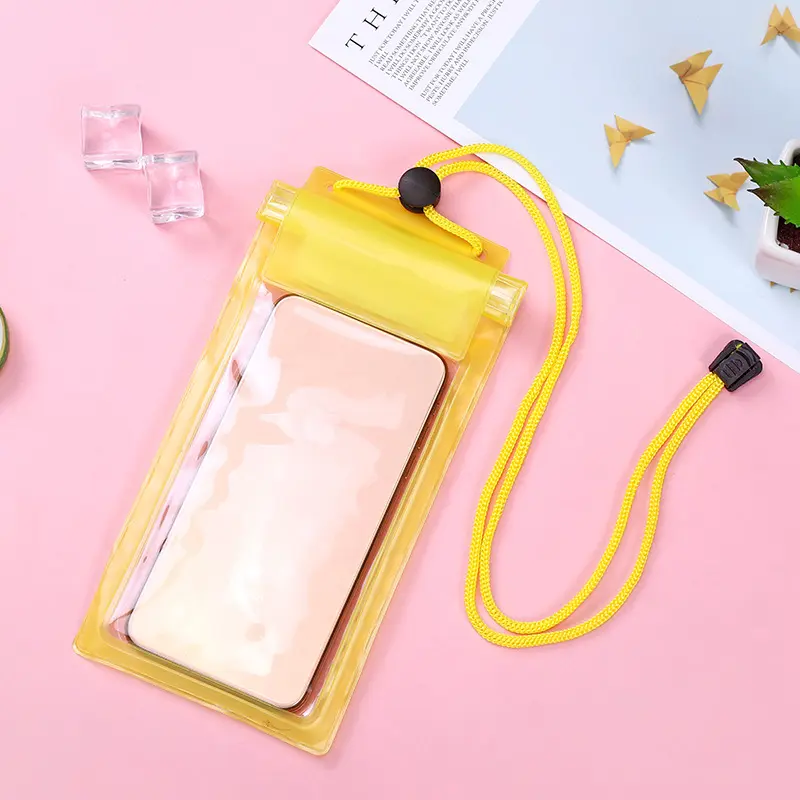 1PC Men's And Women's PVC Mobile Phone Waterproof Bag Transparent Touch Screen Cycling Phone Bag Neck Hanging Rainproof Swimming Bag Sealed Diving Phone Case