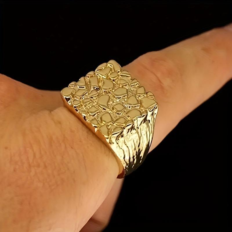 Golden Ring For Men - Simple Style Square Shaped Ring - Casual Jewelry Gift for Men - For Everyday Wear 2