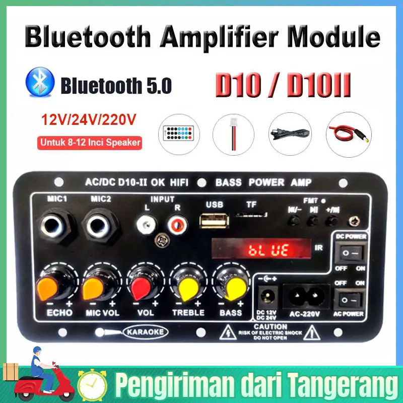 D10 Ⅱ 900W Amplifier Board Tampilan Digital Power Amplifier Board Untuk 8-12 Inci Speaker AC 220V-DC 12V-24V Bluetooth 5.0 Karaoke Audio Bluetooth USB FM Radio Player Subwoofer 0