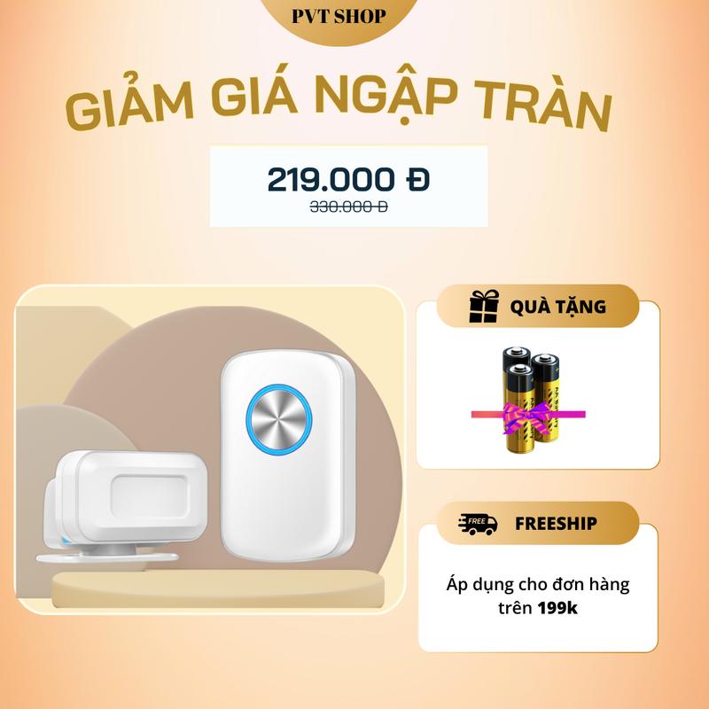 Chuông báo khách hồng ngoại không dây, chuông cửa không dây cho nhà và cửa hàng