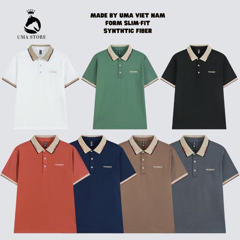 Combo 3 Áo Thun Polo Cổ Bẻ Chất Vải Cá Sấu Poly Thái Thêu Hình Chữ POLOUMA, sang trọng - lịch sự - đơn giản,- Miễn Phí Vận Chuyển Toàn Quốc