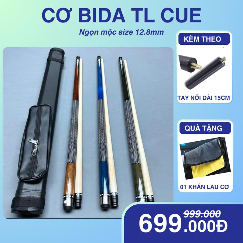 Cơ bida lỗ cá nhân TL-cues kèm chuôi nối dài - Ngọn mộc 12.8mm, Ren nối Uniloc , mẫu mới 2025  cơbida Đồng