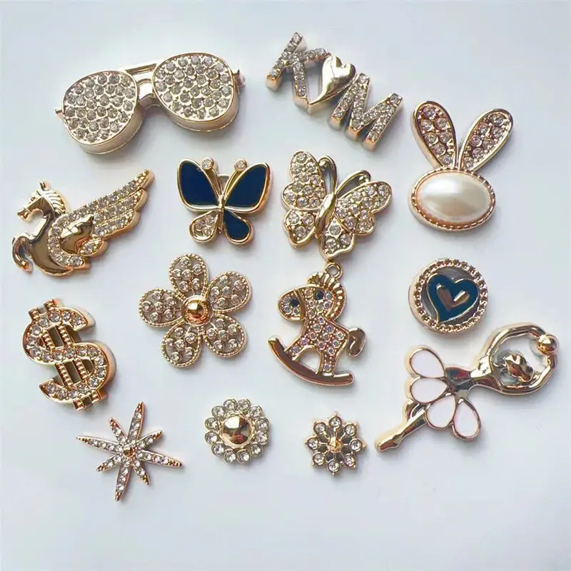Bộ Sticker nhựa phủ mạ kim - 3D-nhí-đá gắn dép siêu dễ thương gắn dép sục 4