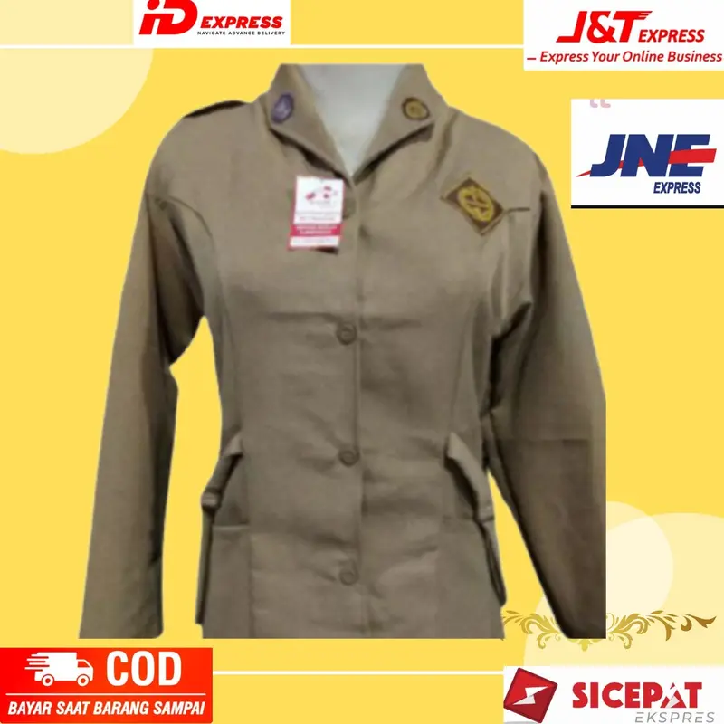 seragam sekolah baju Pramuka lengan panjang untuk perempuan SMP SMA coklat susu coklat kuning 0
