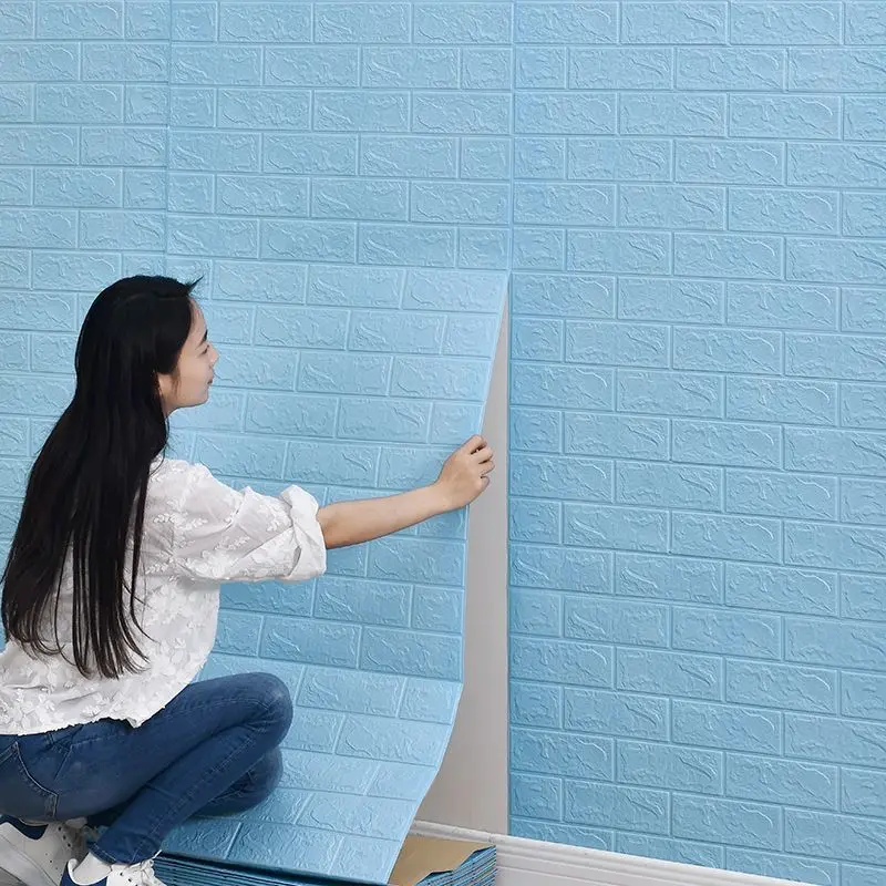 Hình nền tự dính, Miếng Dán Tường 3D, Không thấm nước và chống ẩm, Thích hợp cho phòng ngủ, Tường gạch bọt, Trang trí chống va chạm, Phong cách Người Nổi Tiếng trên Internet 7