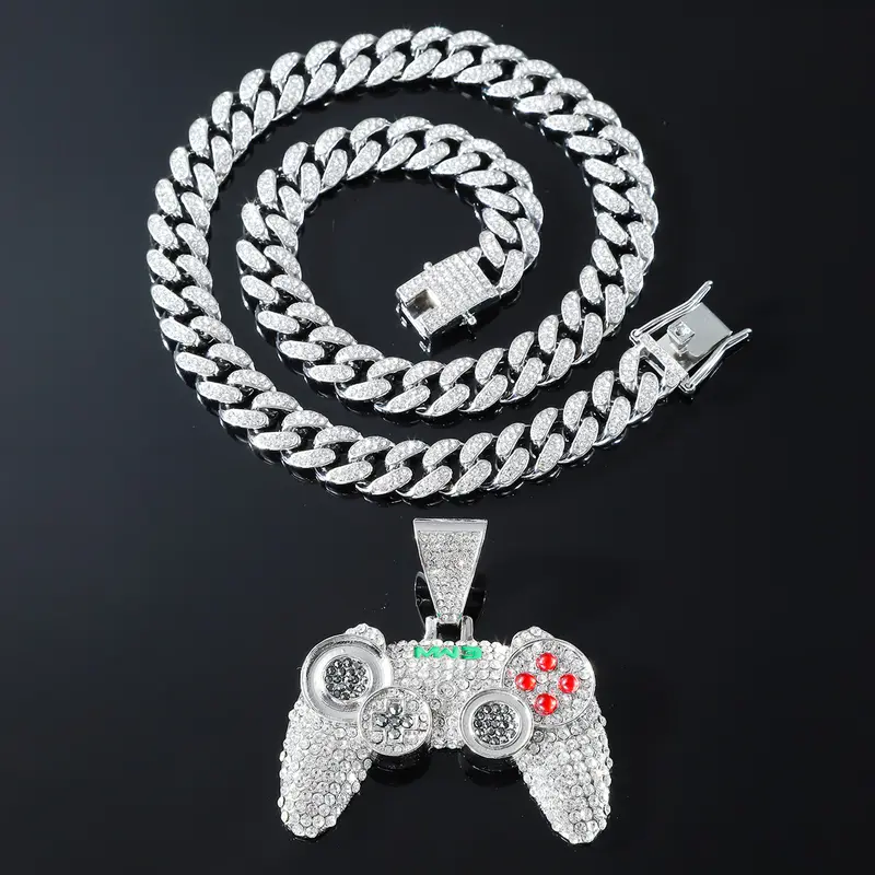 1 piece of men's hip-hop alloy full game console pendant, Cuban chain necklace, nightclub personalized trampoline decoration accessory seaglass  jewelry floral  bracelet spiral  bridge  jewellery amber berkeley  weaver crystal  healing bead large small og 2