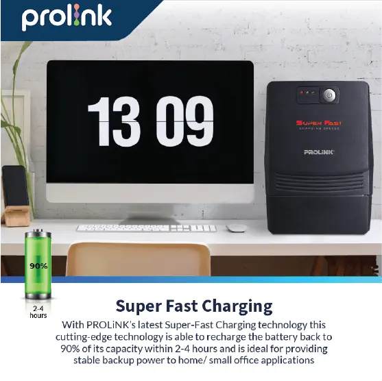 Prolink 1200VA Line Interactive UPS Super Fast Charging Universal Power Socket l USB Port 3