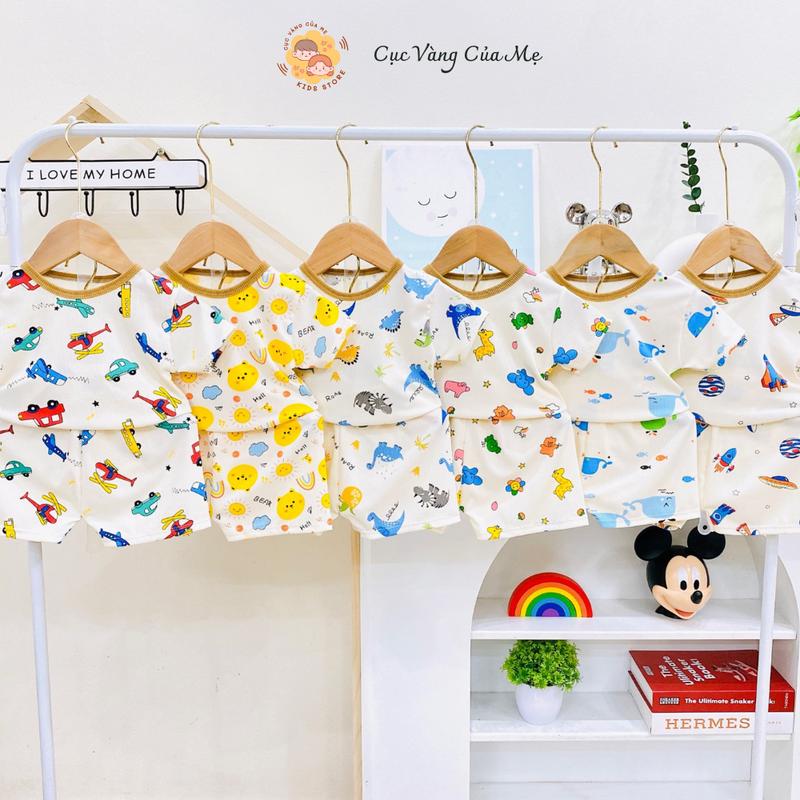 Bộ đồ tăm lạnh bộ cộc tay thun tăm lạnh trắng cho bé trai và bé gái từ 6kg đến 16kg - Cục Vàng Của Mẹ Shop 034