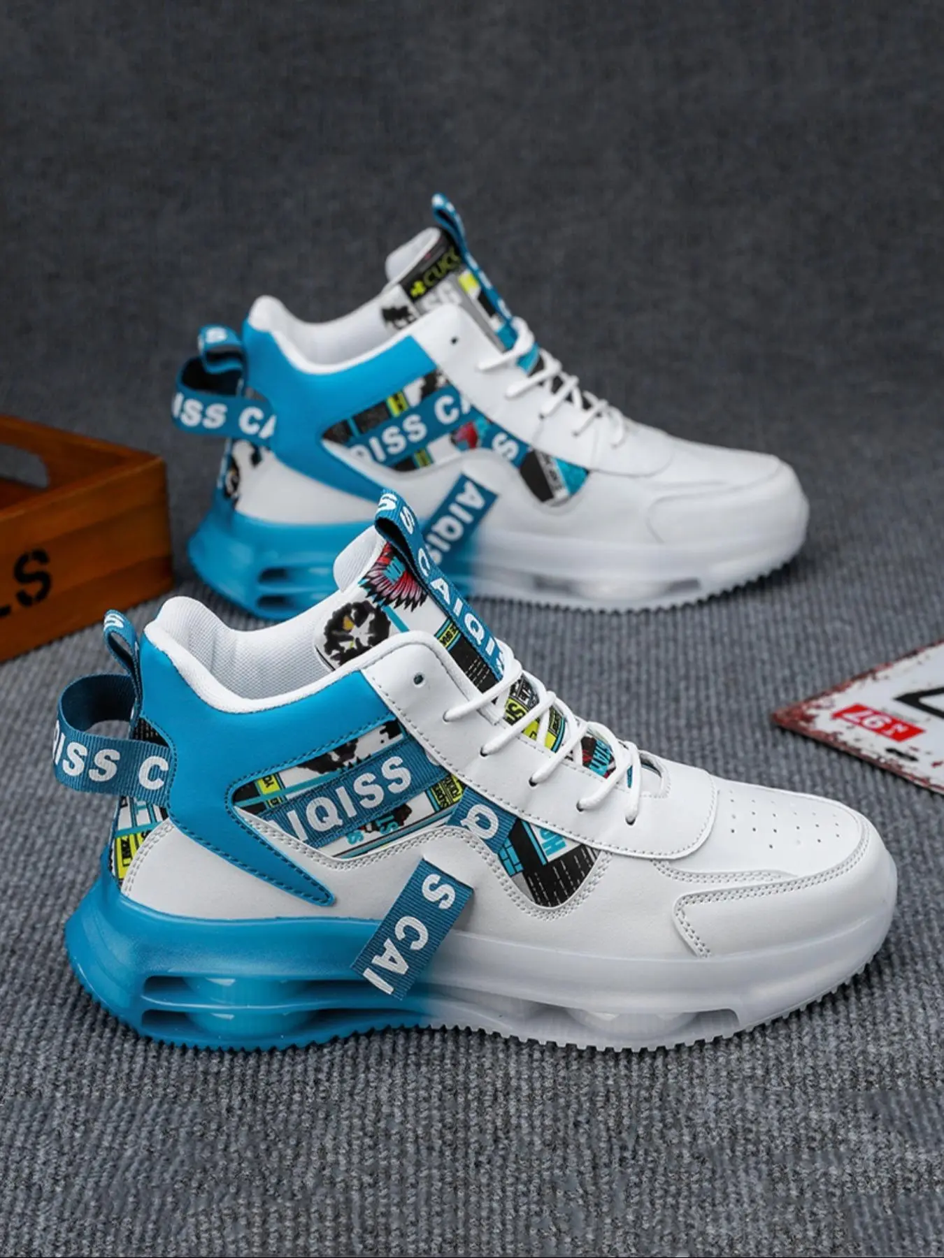 Fashion Letters Print Colorblock Non-slip Sneakers, Casual Comfortable Breathable Sports Shoes for Outdoor Activities, Trendy All-match Sneakers for Men