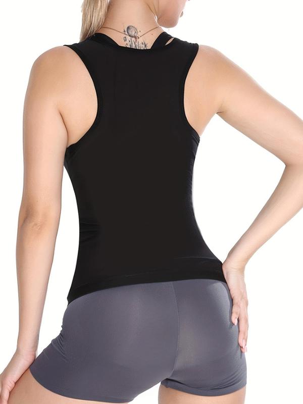 Women's 1 Piece Solid Zipper Compression Shapewear Top, Minimalist Comfort Womenswear Activewear, Racerback Design Body Shaper for Women, Fashion Basic Ladies Shaperwear for Indoor Outdoor Sports 1