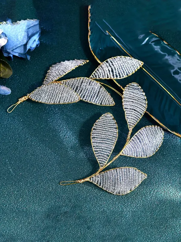 Elegant Leaf Design Bridal Headwear, Artificial Crystal Decor Hair Hoop for Wedding Bridal Party Formal Occasions, Fashion Hair Accessories for Women 2