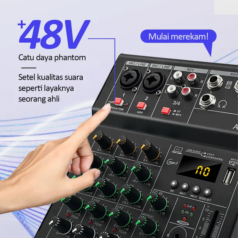 Bonkyo Pm4/HM-4M mixer sound audio system Bluetooth dsp USB 4 channel mini audio interface for recording 12v mixer with equalizer Bass Monitor Komputer Amplifier Adaptor Logam 4