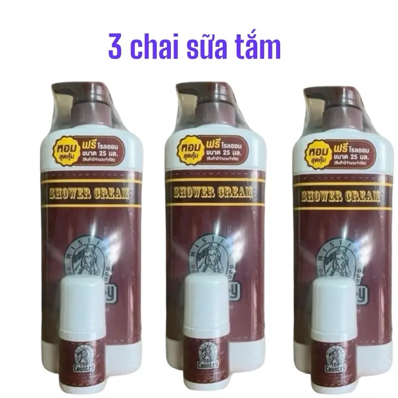 Combo 3 chai sữa tắm con ngựa Top Country Thái Lan có kèm lăn dung tích 500ml/chai