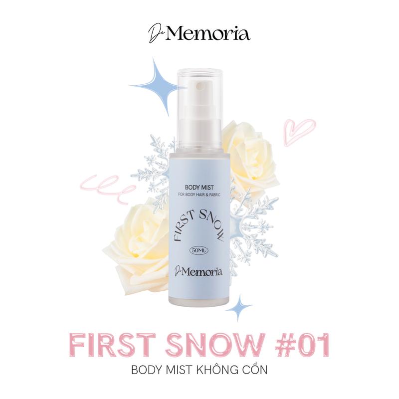 [MUA 2 CHỈ 480K] Body Mist Xịt Thơm Cơ Thể Không Cồn Khô De Memoria Hương Hoa Thanh Mát Như Tuyết Đầu Mùa (50ml) - First Snow #01 BST Cảm Xúc Chân Thật (C) Nữ