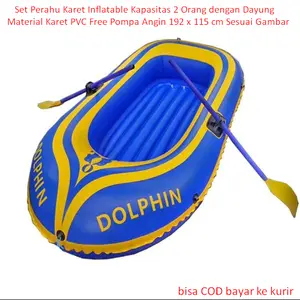 Set Perahu Karet Inflatable Kapasitas 2 Orang dengan Dayung Material Karet PVC Free Pompa Angin 192 x 115 cm Sesuai Gambar