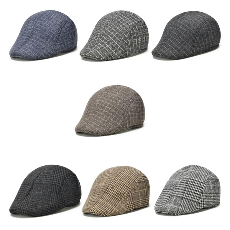 One-size Mens Cap Durable Newsboy Style Classic Design Flat Cap Herringbone Pattern Versatile Color  Hat for Casual Wear Outdoor Activities Formal 2