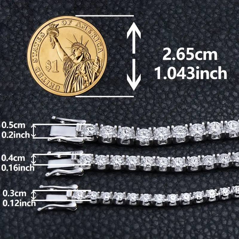 [Silvery Moissanite Bracelet] 1pc 925 Silvery Moissanite Bracelet | Hip Hop Style Jewelry for Girls - Perfect Valentine's Day or Birthday Gift 3