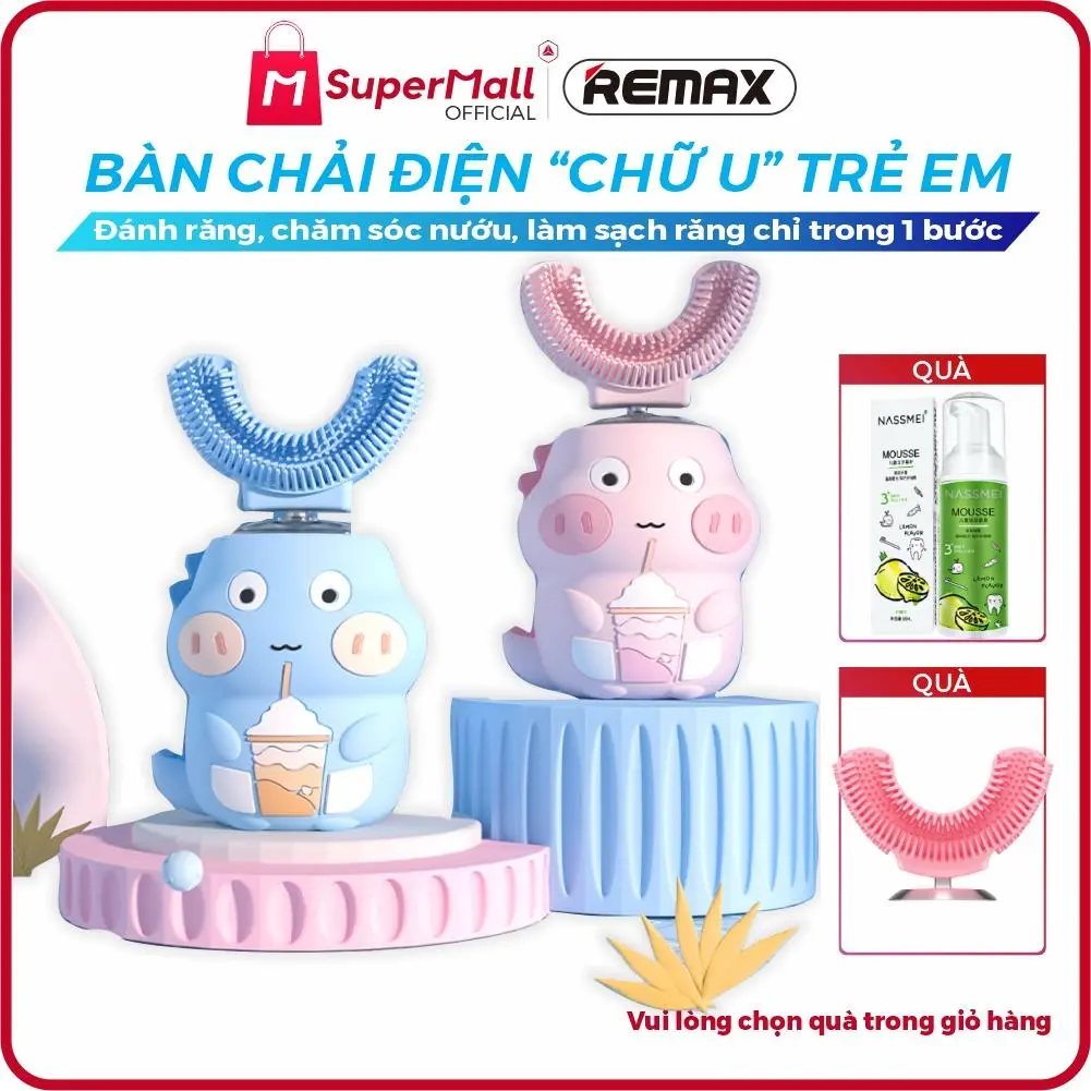 Bàn chải đánh răng điện chữ U cho bé REMAX S, trẻ 2 - 9 tuổi