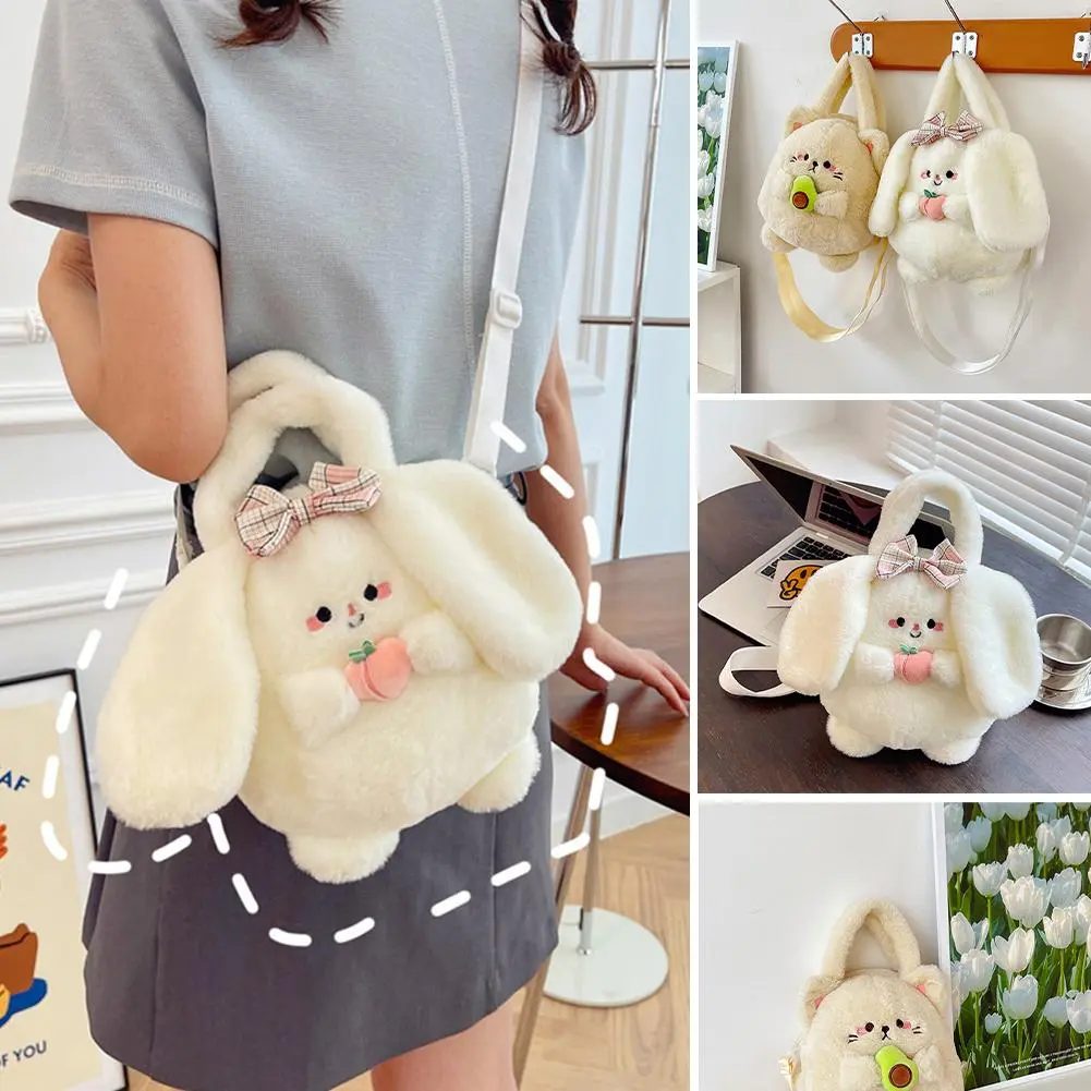Túi Búp Bê Mèo, Thiết Kế Hình Quả Bơ Nhồi Bông Mềm Mại Dễ Thương, Túi Đeo Chéo Nữ Tính, K1K9