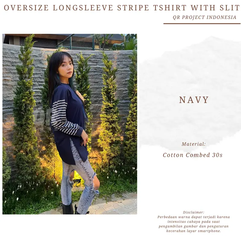 QR PROJECT ID - KAOS POLOS OVERSIZE LENGAN PANJANG STRIPE SALUR WITH SLIT 2