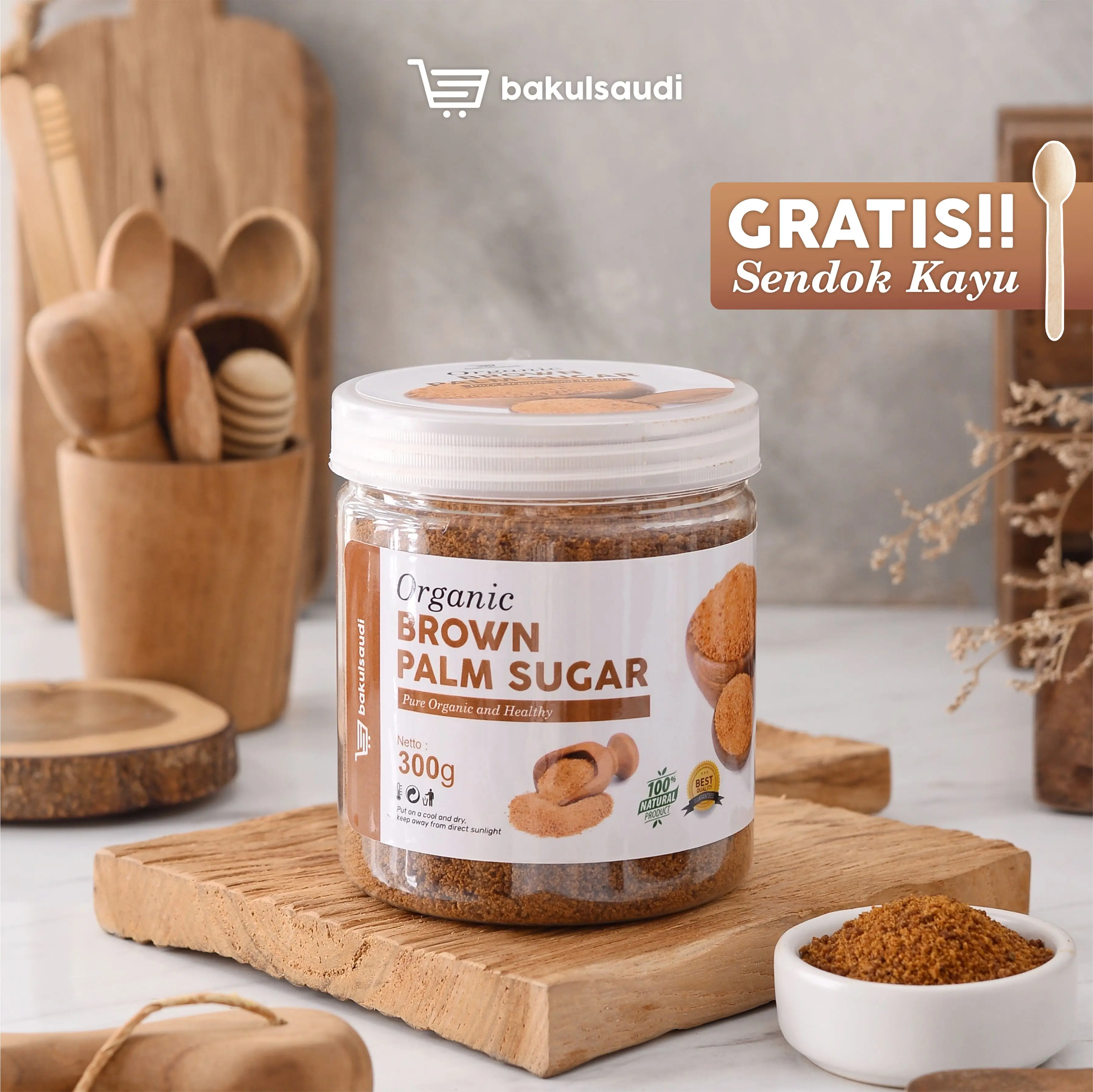 Gula Aren Bubuk Organik Premium Murni Palm Sugar 100% Asli Tanpa Campuran Gula Aren Semut Organic Powder Original bakulsaudi
