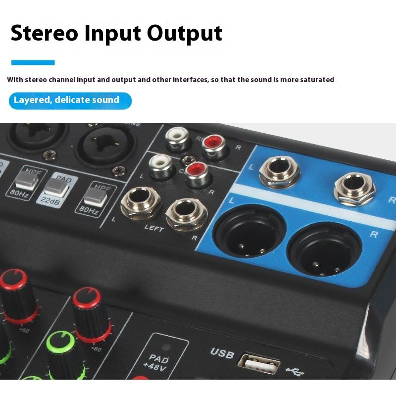 Mixer 5-way computer recording Free drive sound card Live home stage Bluetooth USB DJmixer mixer 3