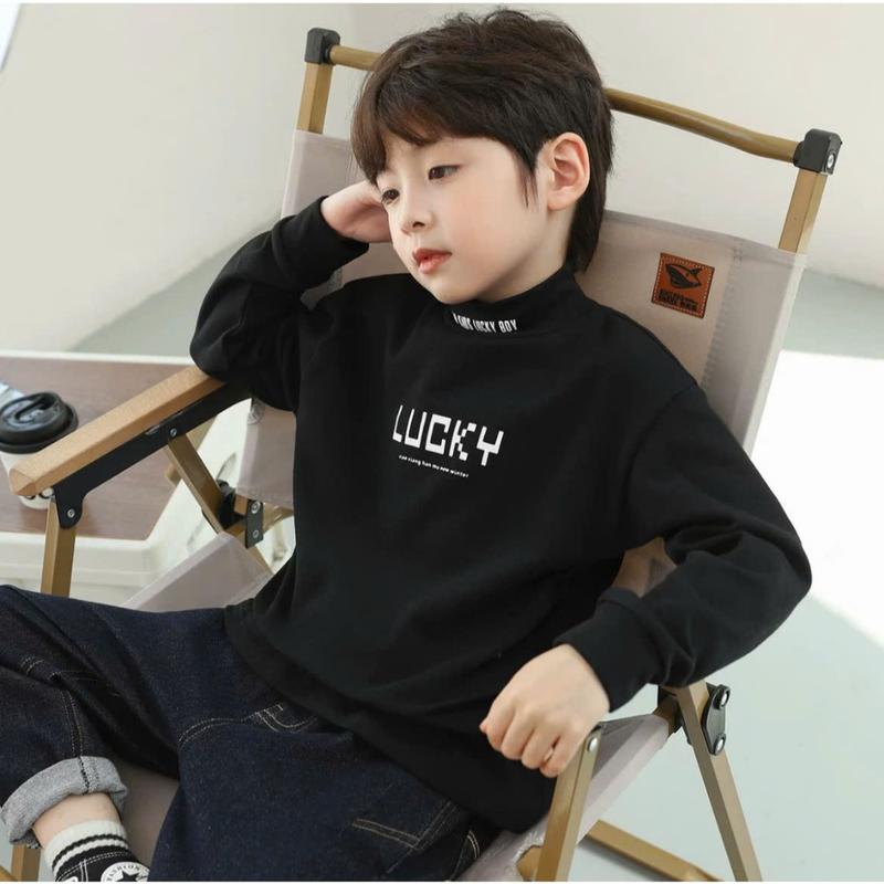 Áo giữ nhiệt cho bé trai dài tay thu đông cổ 3 phân KHÔNG CÓ mẫu LUCKY giữ ấm tốt.QC1
