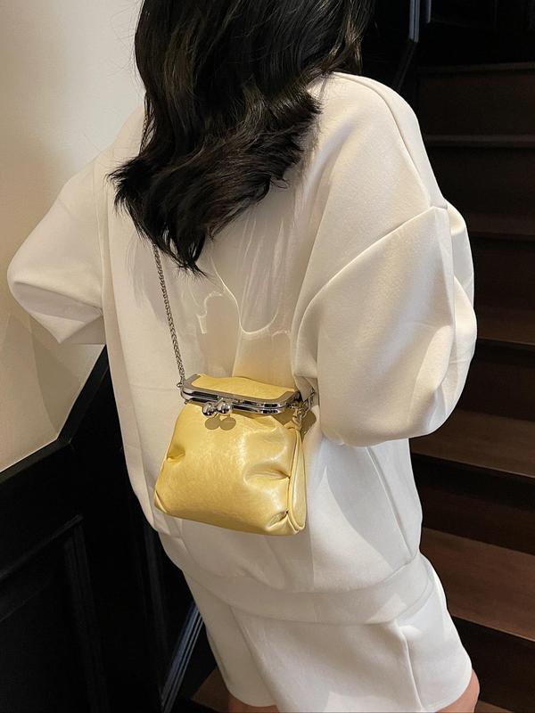 Women's Fashionable Metallic Frame Design Crossbody Bag, Casual Versatile Shoulder Bag for Daily Used, Trendy All-match Commuter Bag 3