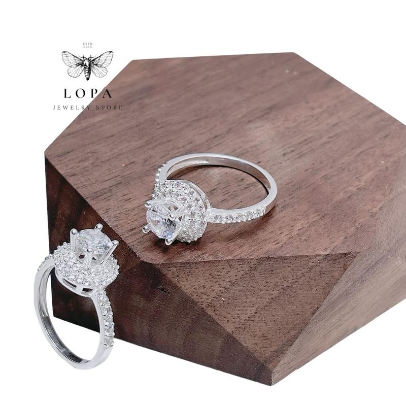 Nhẫn nữ bạc LoPa dáng đài hoa tròn sang chảnh, điệu đà , tinh tế, Bạc LoPa sk90